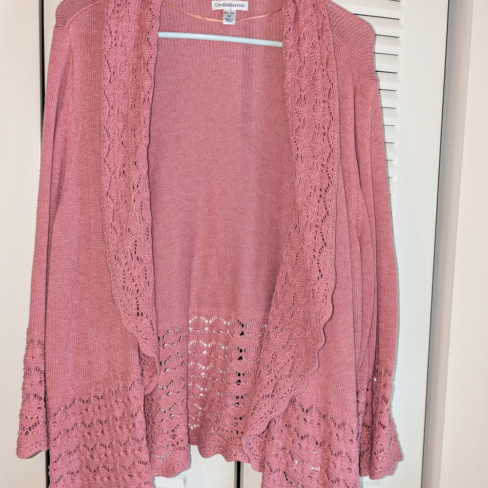 Croft & Barrow Rose Open-Front Cardigan